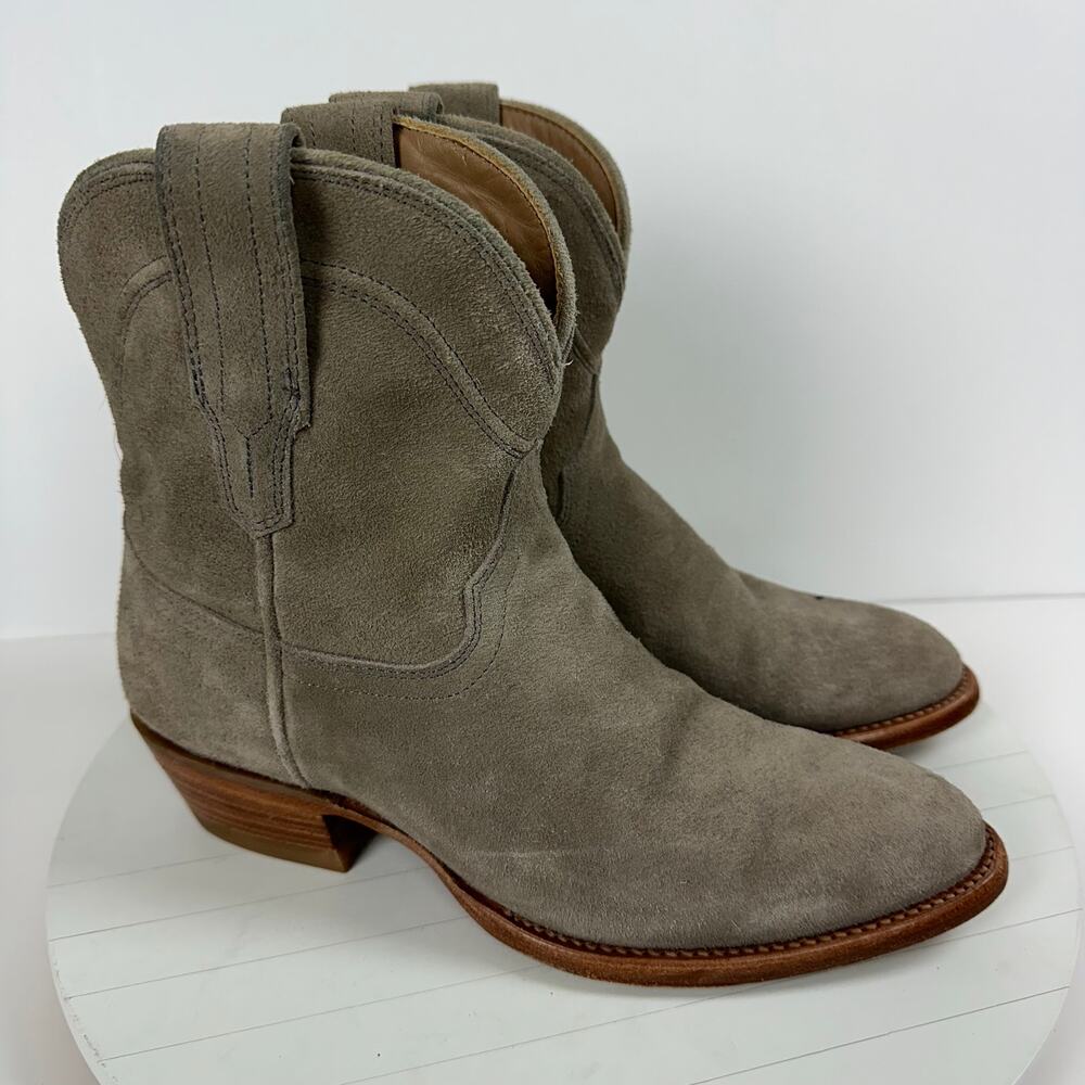 Tecovas Gray Suede Ankle Boots